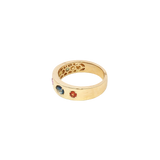 Bold & Elegant 14K Yellow Gold 0.74 Carats Multi Colored, Multi Cut Sapphire Stackable Ring