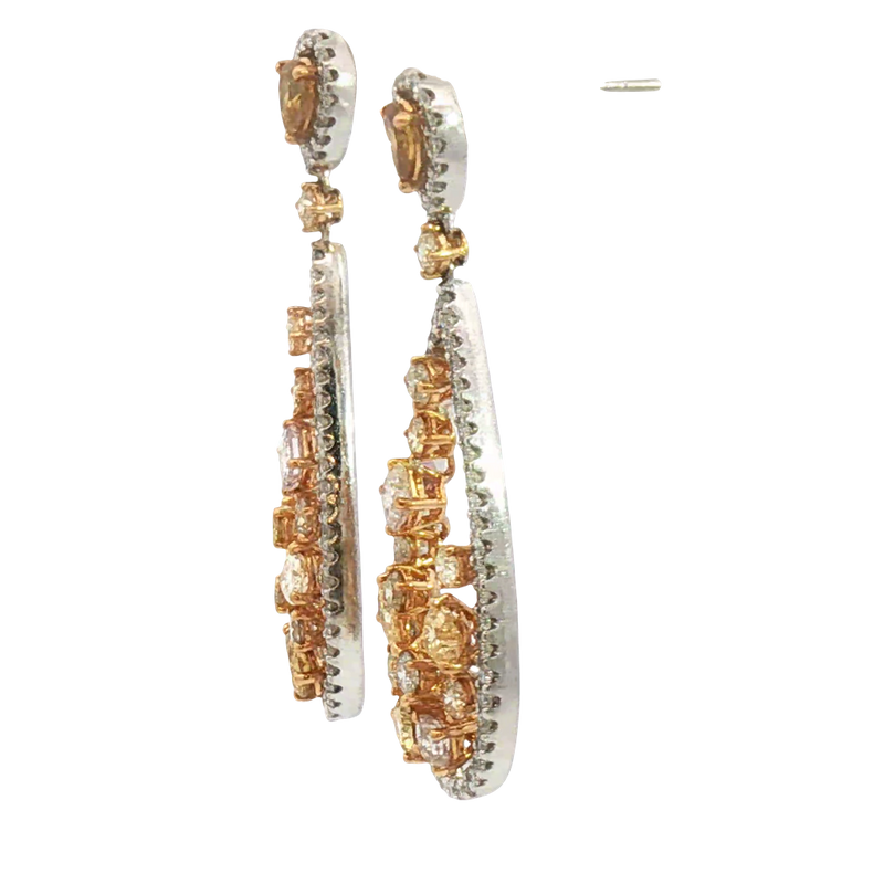 Classic & Contemporary 18K White Gold 4.31 Carats Diamond & Fancy Color Diamond Accented Dangle Earrings