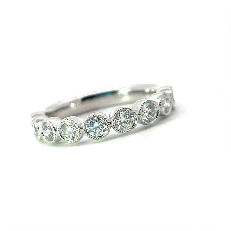 White 14 Karat Gold .80 Carats Diamond Milgrain Anniversary Band