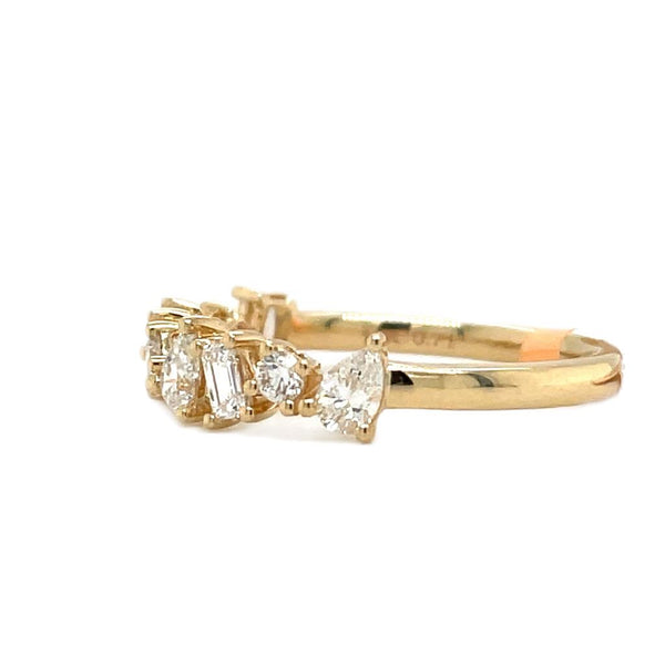 Yellow Gold 14K .80 Carats Diamond Scattter Band
