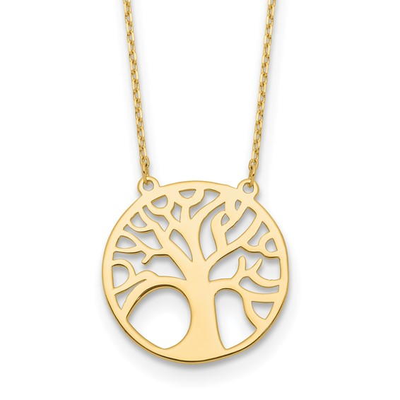 Yellow 14 Karat Gold Tree of Life Necklace