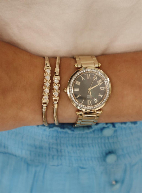 Sophisticated & Timeless Diamond Bracelets 14K Gold Yellow Round Add-A-Link Diamond Starter Tennis Bracelet - 0.06 CTW, Size 7.25 Inch