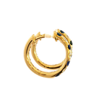 Vibrant Color Stone 18K Yellow Gold 0.79 Carats Blue Sapphire & 0.45 Carats Diamond Hoop Earrings