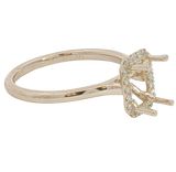 MPJ Exclusive14K Yellow Gold 0.13 Carats Diamond Halo Semi Mount Ring For a 7 x 5 MM Radiant Cut Center