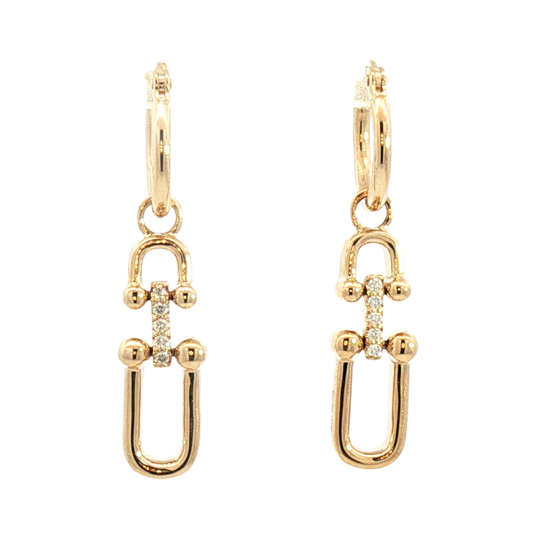 Classic & Contemporary 14K Yellow Gold 0.06 Carats Diamond Dangle Earrings