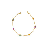 Elegant & Eye Catching 18K Gold Yellow 1.13 Carats Emerald Cut Sapphires & 0.36 Carats Round Cut Sapphires Multi Color Link Bracelet, Length 7 Inch
