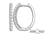 Classic & Contemporary 14K White Gold 0.73 Carats Diamond Oval Hoop Earrings