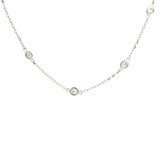 Elegant Diamond Necklaces 14 White Gold 1.01 Carats Diamond Station Necklace - 18 Inch