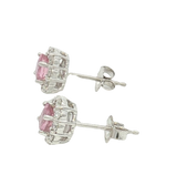 Vibrant Color Stone 14K Gold White 0.90 Carats Pink Sapphires & 0.45 Carats Diamond Stud Earrings