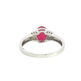 Bold & Elegant 14K White Gold Oval Cut 1.2 Carats Ruby & 0.19 Carats Diamond Ring