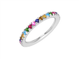 Bold & Elegant 14K White Gold 0.53 Carats Colored Gemstone Stackable Ring