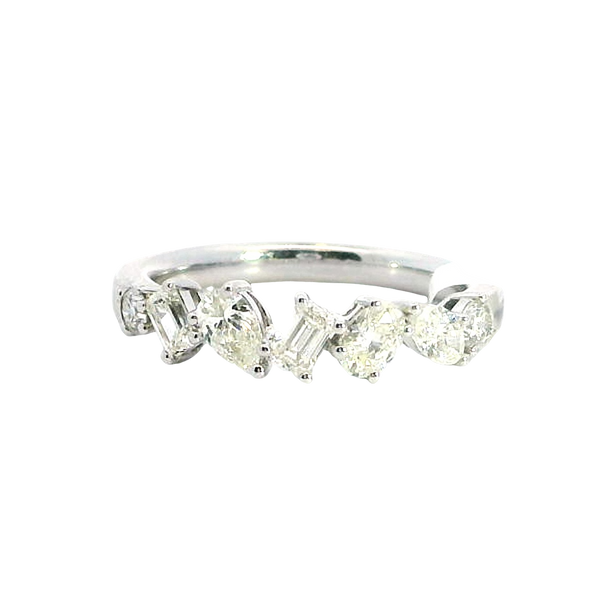 Elegant Diamond Bands 18K White Gold Multi Shape 0.72 Carats Diamond Scatter Band