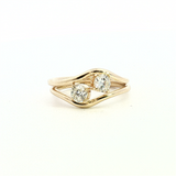Elegant & Trendy - Pair of 14K Yellow Gold 0.68 Carats Diamond Contoured Rings
