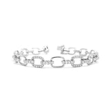 Sophisticated & Timeless Diamond Bracelets 18K White Gold 2.35 Carats Diamond Oval Link Bracelet - 7 Inch