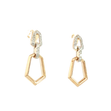 Classic & Contemporary 14K Gold Two-Toned 0.12 Carats Diamond Dangle Earrings