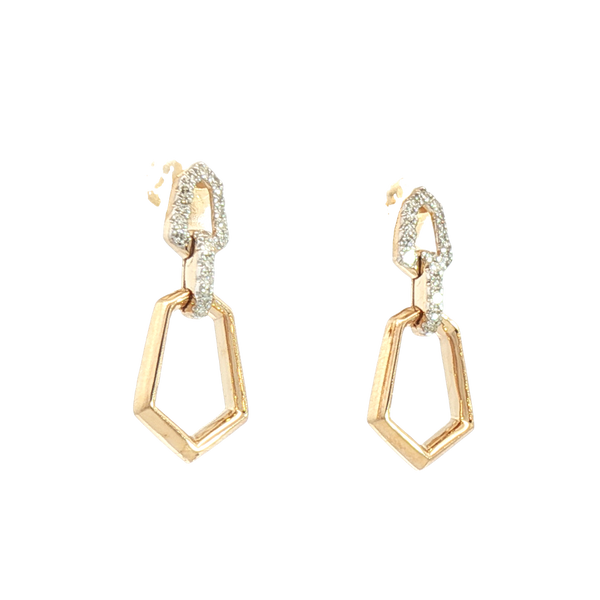 Classic & Contemporary 14K Gold Two-Toned 0.12 Carats Diamond Dangle Earrings