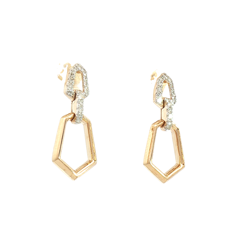 Classic & Contemporary 14K Gold Two-Toned 0.12 Carats Diamond Dangle Earrings