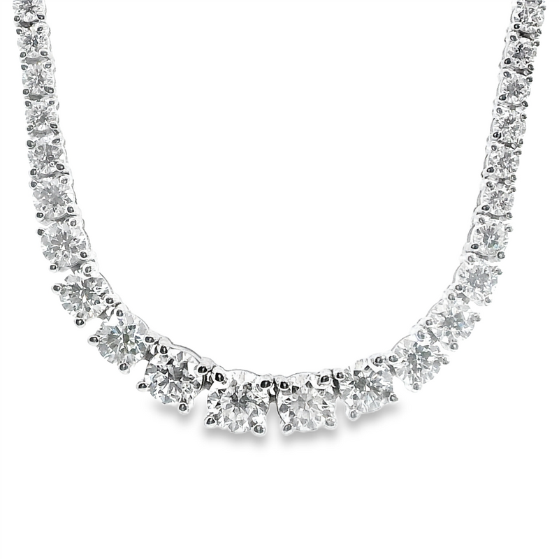 Elegant Diamond Necklaces 18K White Gold 6.02 Carats Diamond Riviera Tennis Necklace - 17 Inch