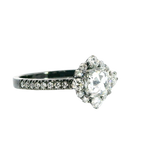 Contemporary 18K White Gold Halo With Gun Metal Finish 0.96 Carats Diamond Ring