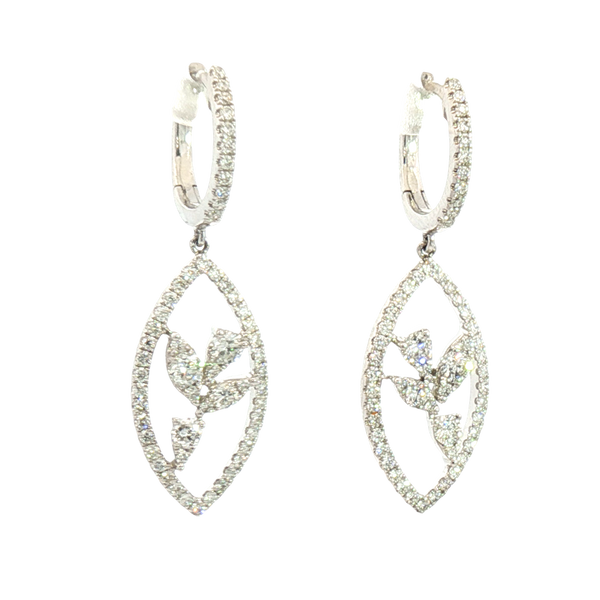 Classic & Contemporary 18K White Gold 0.89 Carats Diamond Dangle Earrings