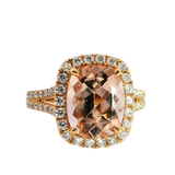 Bold & Elegant 18K Rosé Gold Cushion Cut 3.80 Carats Morganite & 0.75 Carats Diamond Halo Ring