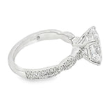 Elegant Diamond Mountings 14K White Gold Oval Cut Cubic Zirconium & 0.24 Carats Diamond Engagement Ring