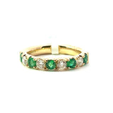 Yellow 14 Karat Gold 0.64 Carats Emeralds & 0.45 Carats Diamonds Stackable Ring