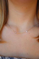 Elegant Diamond Necklaces 14K Yellow & White Gold 1.0 Carats Diamond Station Necklace - 18 Inch