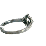 Contemporary 18K White Gold Halo With Gun Metal Finish 0.96 Carats Diamond Ring