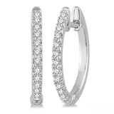 Classic & Contemporary 10K Gold White 1/5 Carats Diamond Medium 16.5X17mm Hoop Earrings