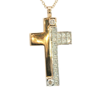 Elegant Diamond Necklaces 14K Yellow & White Gold Two-Toned 0.22 Carats Diamond Cross Necklace - 18 Inch