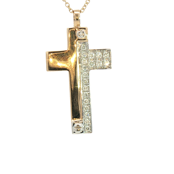 Elegant Diamond Necklaces 14K Yellow & White Gold Two-Toned 0.22 Carats Diamond Cross Necklace - 18 Inch