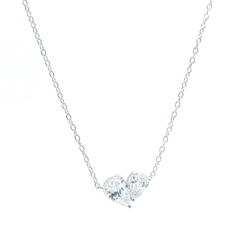 BLACK FRIDAY DOORBUSTER!!  Sterling Silver Moi Et Toi Cubic Zirconium Drop Necklace, 16-18 Inch