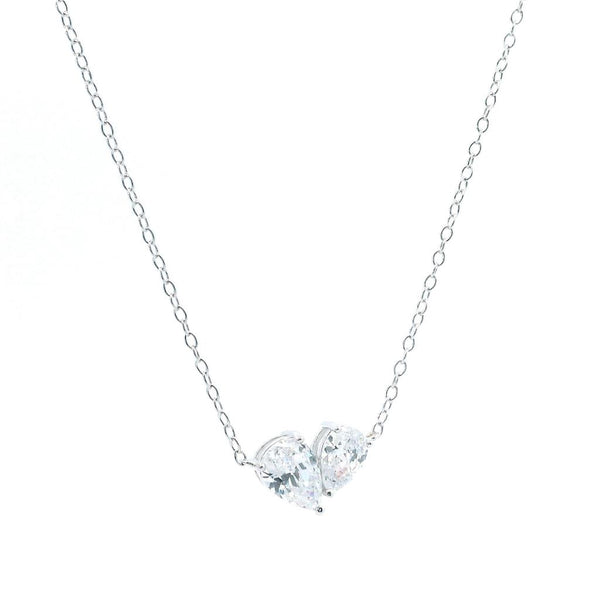 BLACK FRIDAY DOORBUSTER!!  Sterling Silver Moi Et Toi Cubic Zirconium Drop Necklace, 16-18 Inch