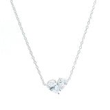BLACK FRIDAY DOORBUSTER!!  Sterling Silver Moi Et Toi Cubic Zirconium Drop Necklace, 16-18 Inch