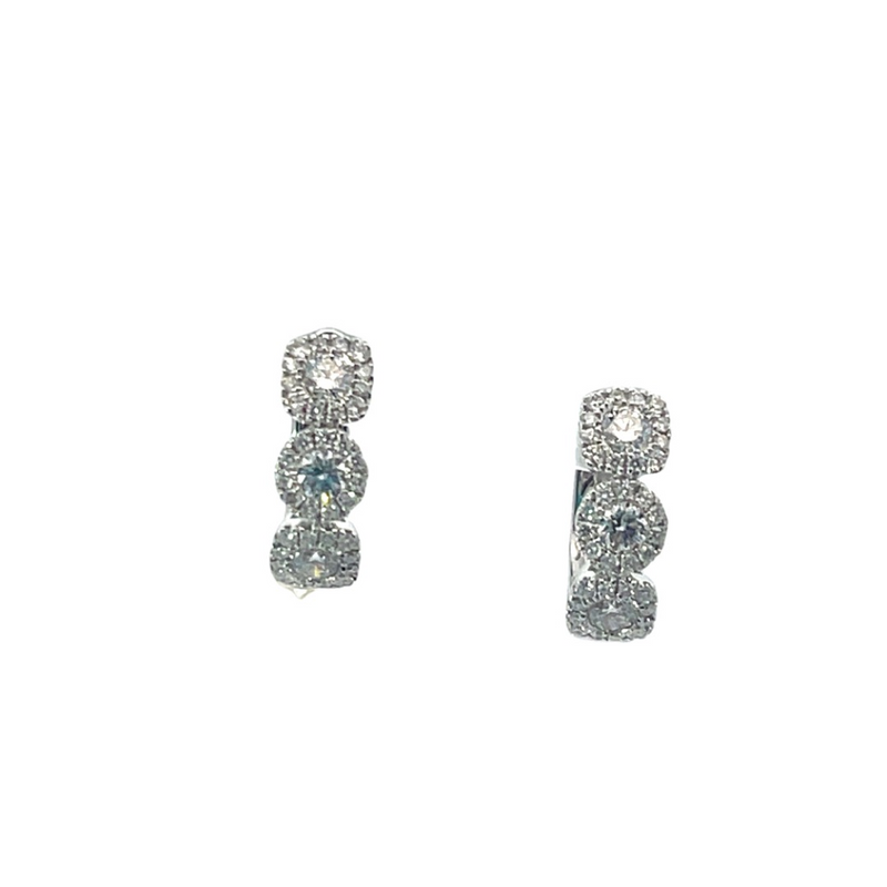 White 18 Karat Gold 0.944 Carats Diamond Small Hoop Earrings