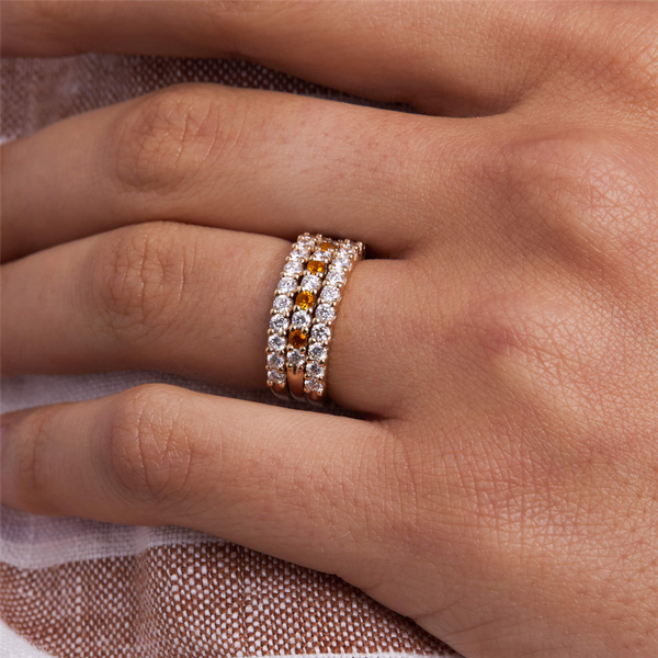 MPJ Exclusive 14K Gold Yellow Stackable November Citrine & Diamond Band -  Citrine 0.12 Carats & Diamonds 0.12 Carats