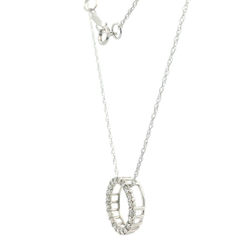 Elegant Diamond Necklaces 14K Gold White 1/4 Carats Diamond Drop Circle Pendant Necklace - 18 Inch