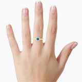 Yellow 10 Karat Gold 0.30 Carats Blue Topaz & 0.05 Carats Diamond Halo Ring
