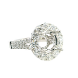 Elegant Diamond Mountings 18K White Gold 2.5 Carats Round Diamond Halo Semi Mount Ring -  1.77 Carats