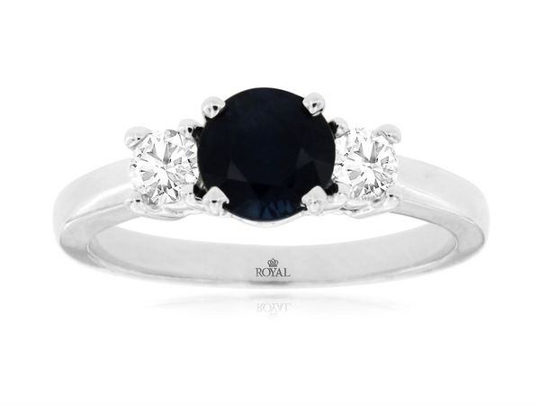 White 14 Karat Gold 1.10 Carats Sapphire & 0.30 Carats Diamonds Ring