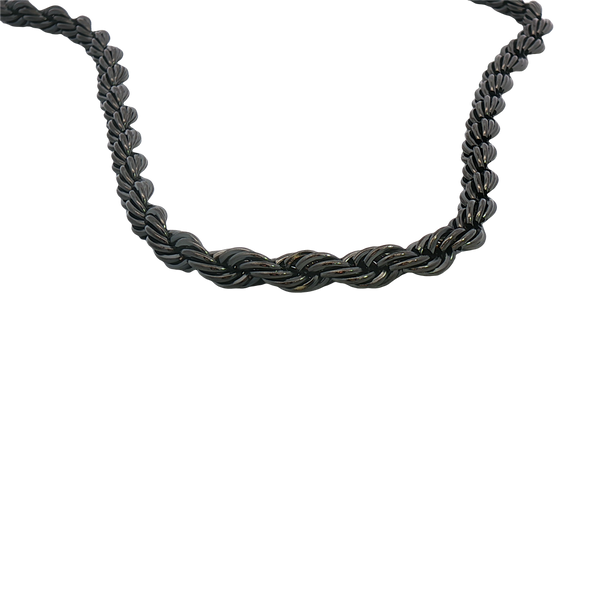 Brushed Gun Metal Ion Plated Stainless Steel 5 MM Rope Link Necklace