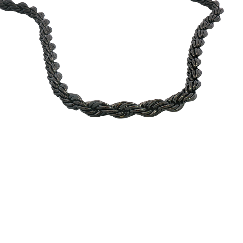 Brushed Gun Metal Ion Plated Stainless Steel 5 MM Rope Link Necklace