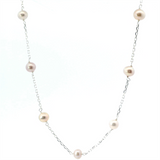 Elegant Pearl Necklaces & Pendants Sterling Silver White 5.5-6MM Pearl Tin Cup Pendant Necklce - 18 Inch