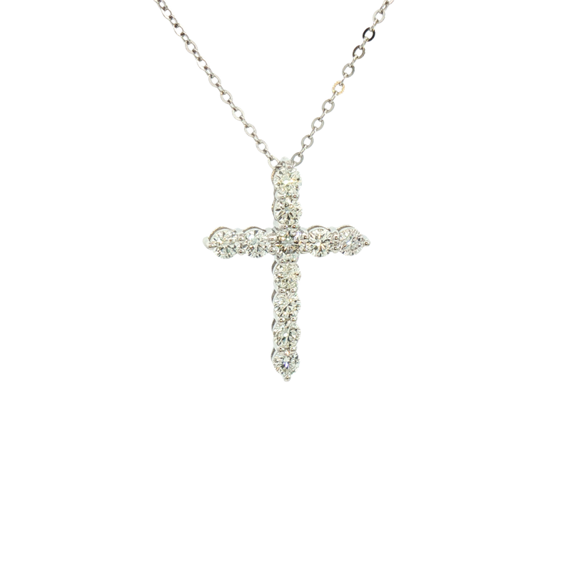 Elegant Diamond Necklaces & Pendants 14K White Gold 0.83 Carats Diamond Cross Pendant