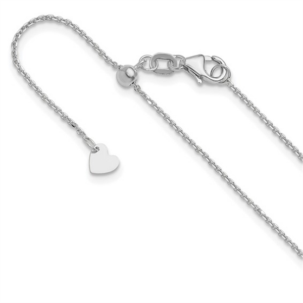 Elegant & Durable Designs 10K Gold 1.1mm White Cable Link Chain, 22 Inch Adjustable