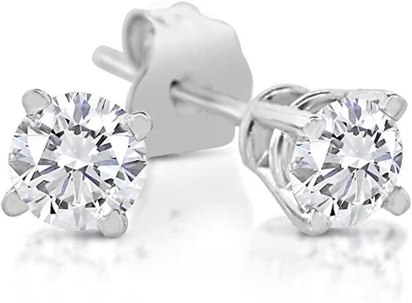 White 14 Karat Gold 1/3 Carats Diamond Stud Earrings