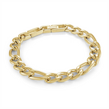 Bold & Stylish Alternative Metal Bracelets Yellow Stainless Steel 9.5MM Figaro Link Bracelet, 8.5 Inch
