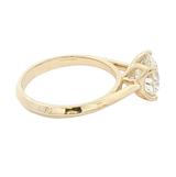 14K Yellow Gold Round Cut 2.0 Carats Lab Grown Diamond Knife Edge Solitaire Ring