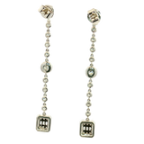 Classic & Contemporary 18K White Gold Tapered Baguette & Round Cut 0.95 Carats Diamond Dangle Earrings